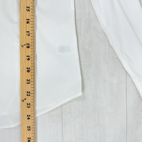 Lafayette 148 White Stretch Cotton Button Up Shirt Size 4 Preppy Long Sleeves - Picture 14 of 16